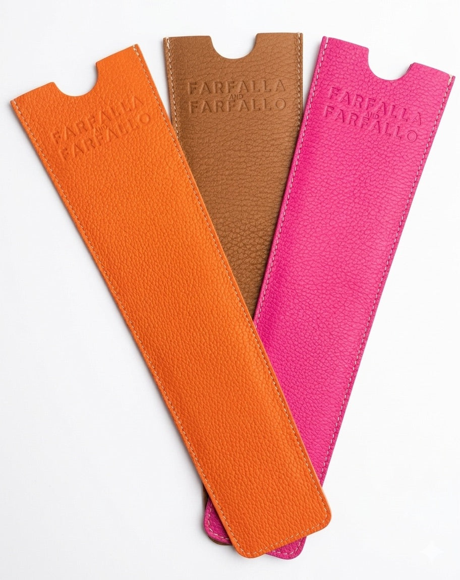 Fuchsia, Tan and Orange Leather Cases